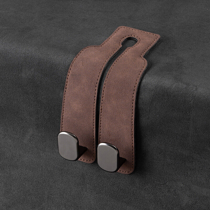 Flexible Leather Dual Hooks Hanger Holder Bracket Car Seat Back Headrest Storage - Picture 16 of 17