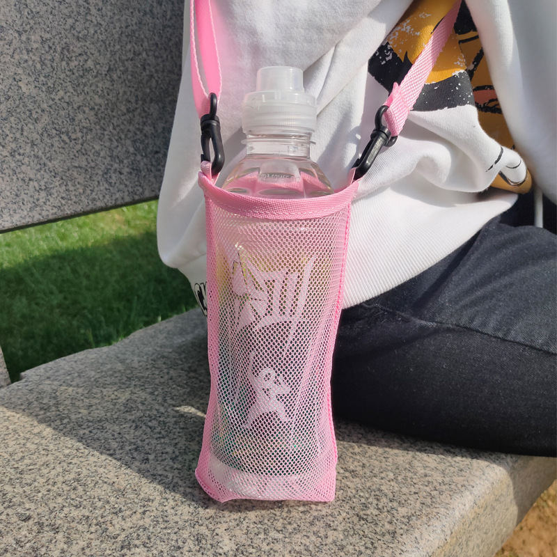 Water Bottle Carrier Bag Mesh Holder Adjustable Shoulder Strap Hiking Travel - Picture 22 of 22