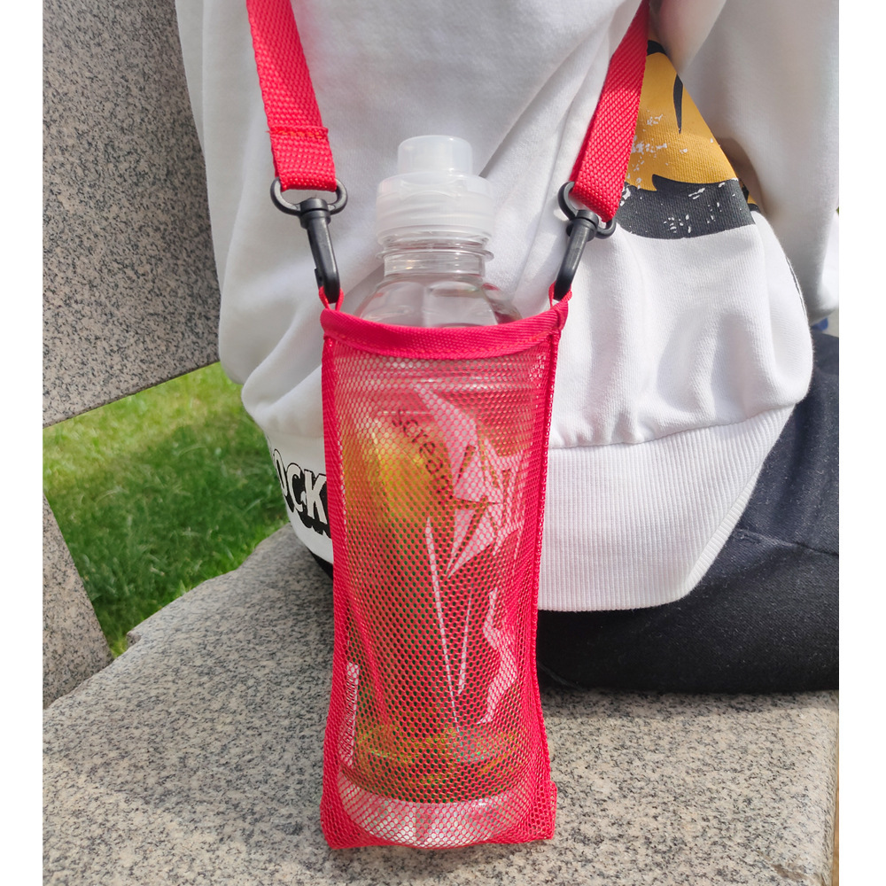 Water Bottle Carrier Bag Mesh Holder Adjustable Shoulder Strap Hiking Travel - Picture 21 of 22