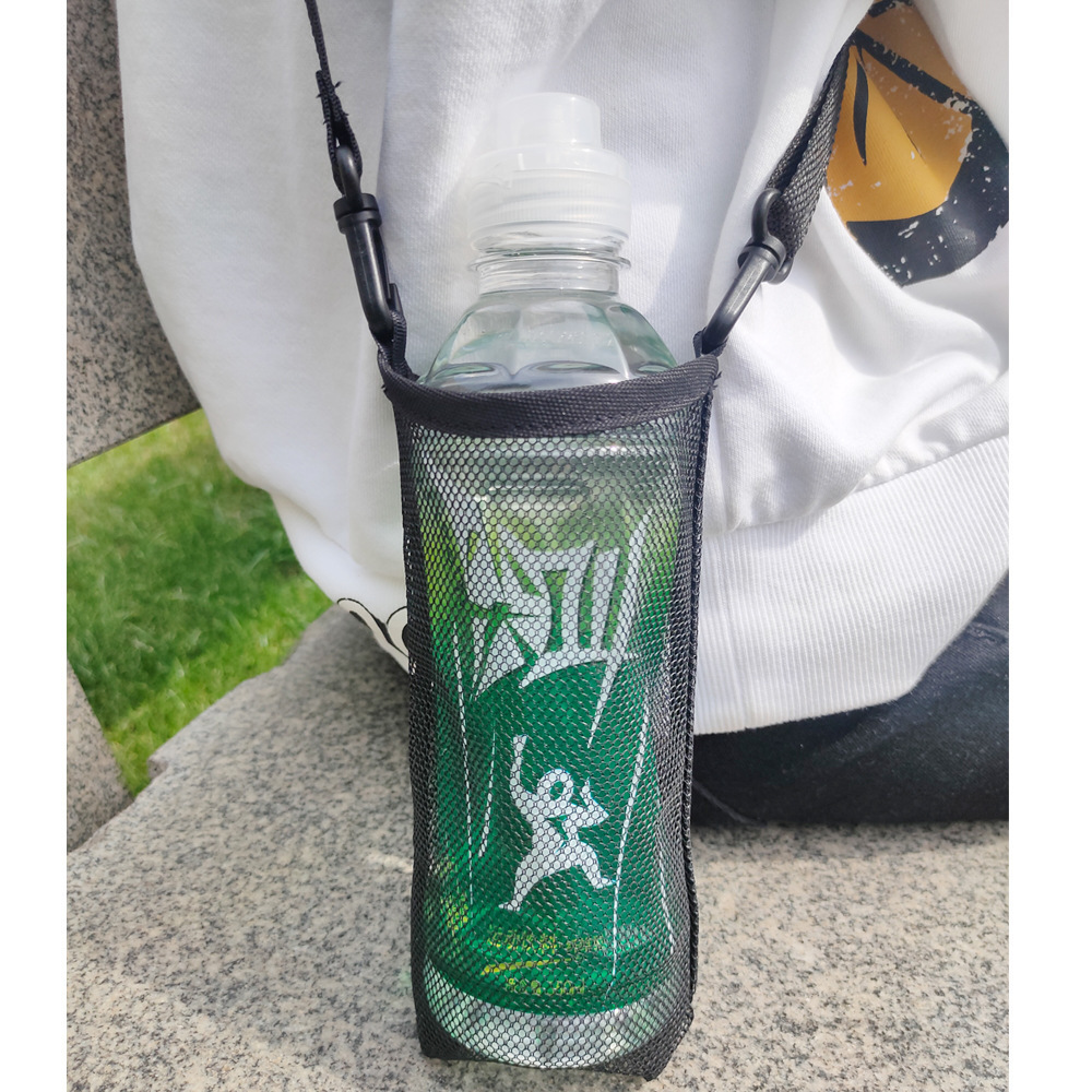 Water Bottle Carrier Bag Mesh Holder Adjustable Shoulder Strap Hiking Travel - Picture 17 of 22