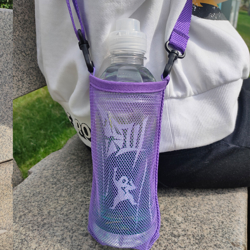 Water Bottle Carrier Bag Mesh Holder Adjustable Shoulder Strap Hiking Travel - Picture 18 of 22