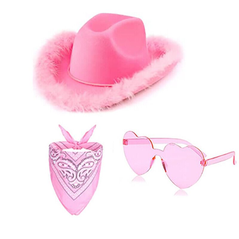 Women Cowboy Cowgirl Hats Set Bandana Festival Fancy Dress Hat Costume Accessory - Picture 12 of 13