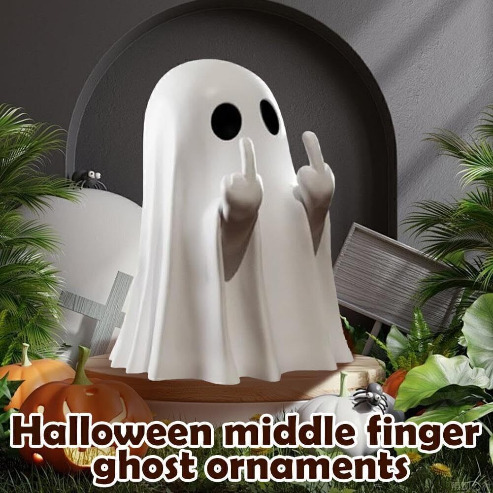 Middle Finger Ghost Statue Resin Rude Ghost Halloween Figurine Ornament Decor~ - Picture 12 of 15