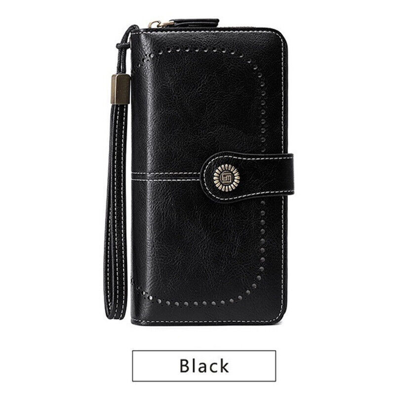 Women's Large Capacity Zipper PU Leather Long Wallet Ladies Casual Coin Purse UK - Picture 16 of 16
