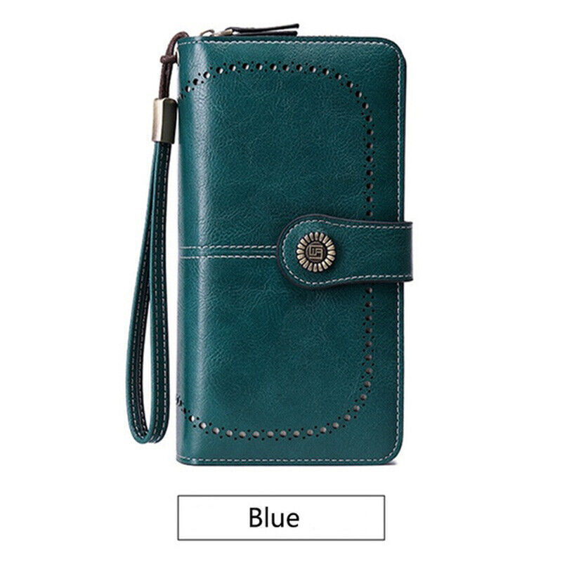 Women's Large Capacity Zipper PU Leather Long Wallet Ladies Casual Coin Purse UK - Picture 15 of 16