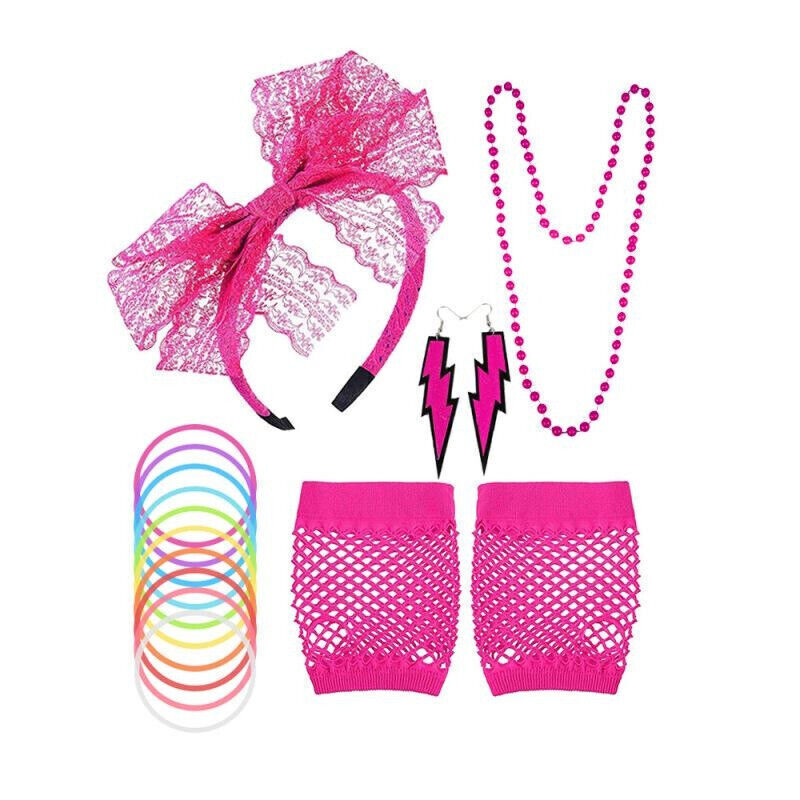Women 80s Neon Party Accessories for Dance Hen Party Fancy Costume Accessories