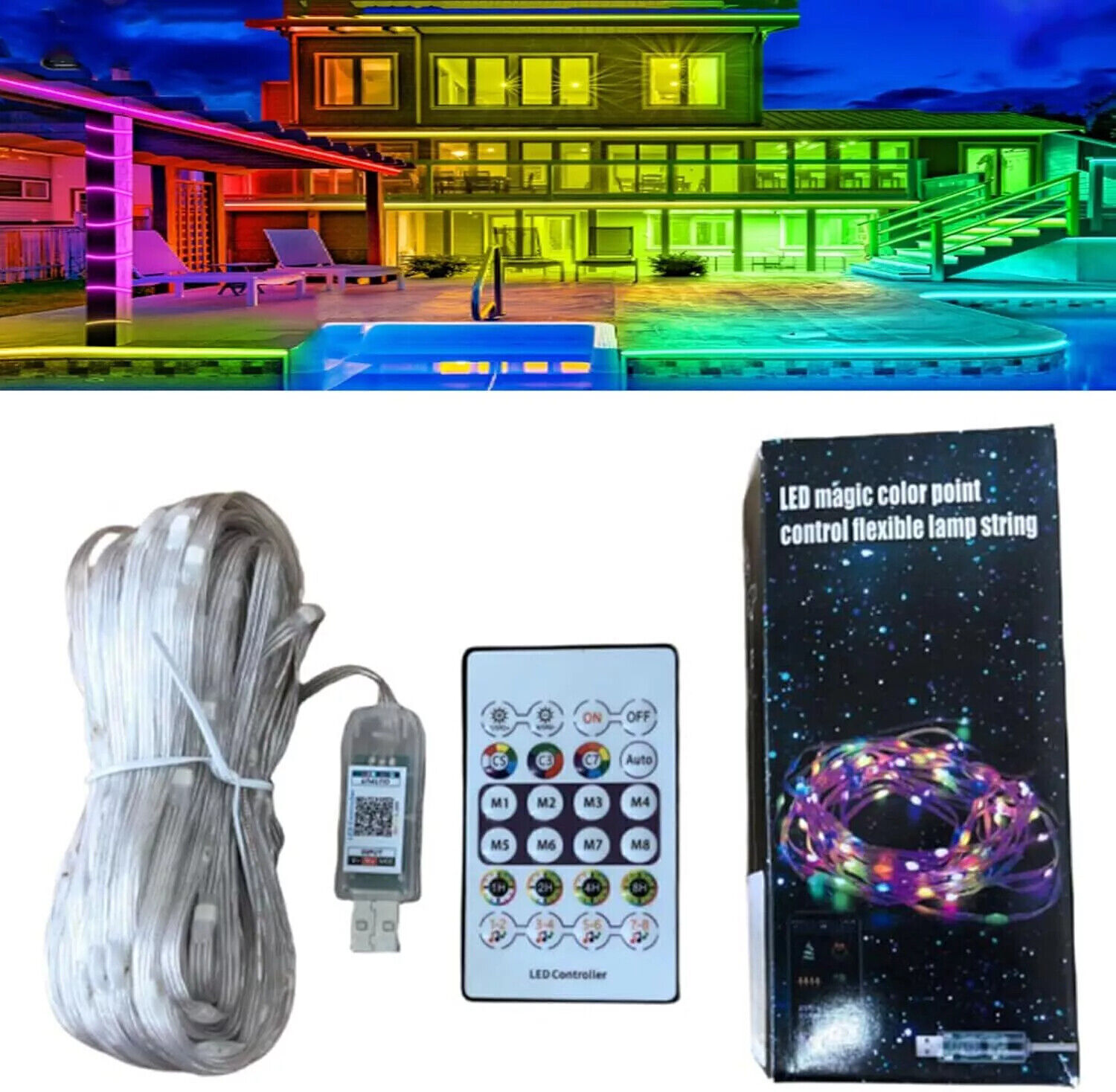 Smart Rainbow LED Permanent Outdoor Light Smart Light Festival Party Decor New