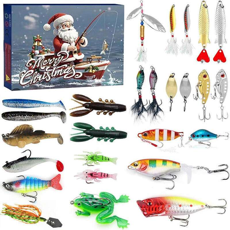 Fishing Tackle Advent Calendar Christmas Gift 24 Days Countdown Fishing Set Men - Picture 14 of 16
