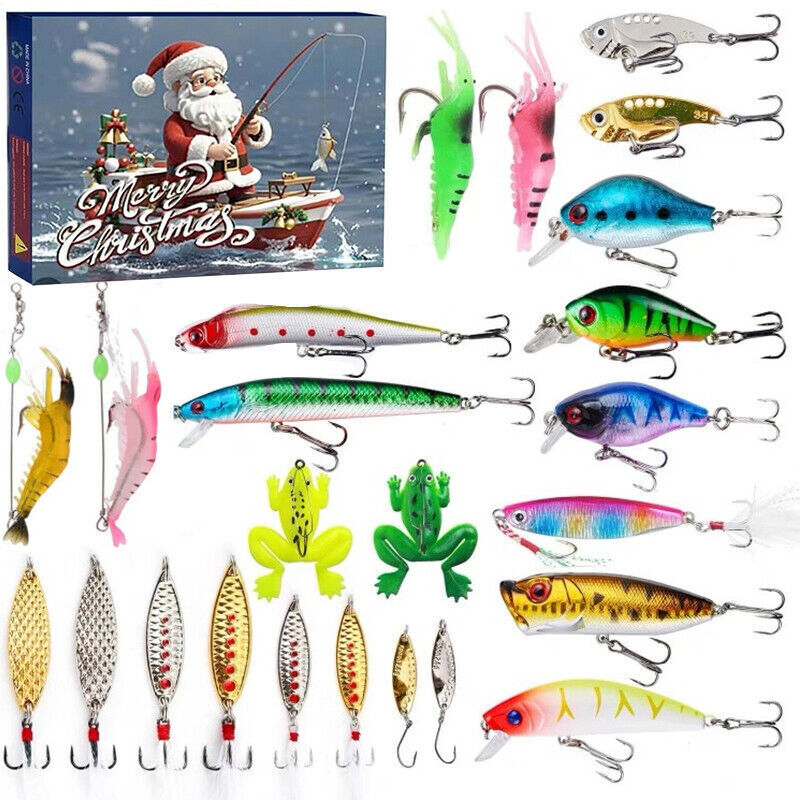 Fishing Tackle Advent Calendar Christmas Gift 24 Days Countdown Fishing Set Men - Picture 15 of 16