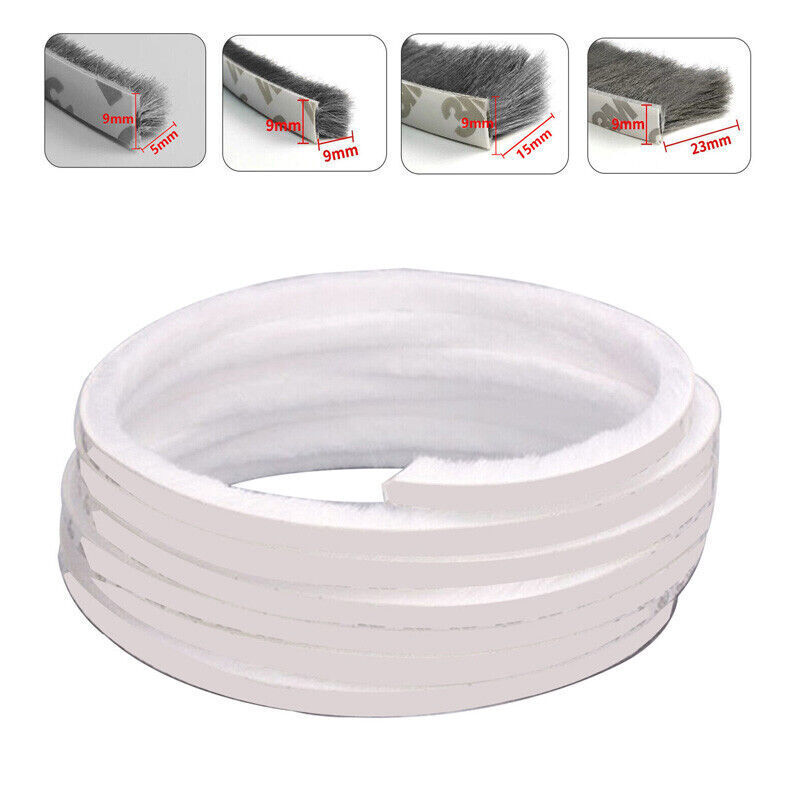 10M Self-Adhesive Draught Excluder Brush Strip Casement Door Window Seal Tape UK