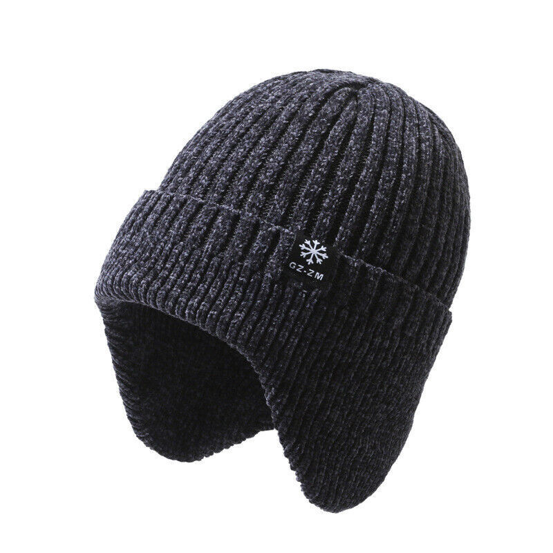UK Winter Warm Men Beanie Hat Knit Work Hat With Ear Flaps Outdoor Sport Ski Cap - Picture 16 of 18
