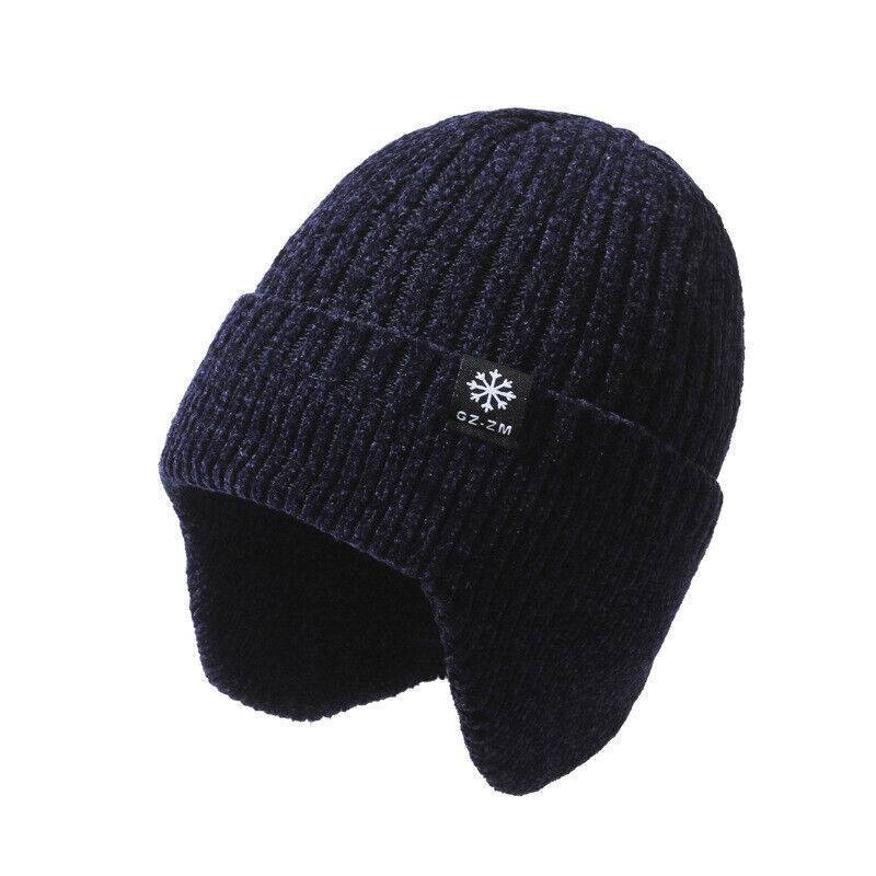 UK Winter Warm Men Beanie Hat Knit Work Hat With Ear Flaps Outdoor Sport Ski Cap - Picture 17 of 18