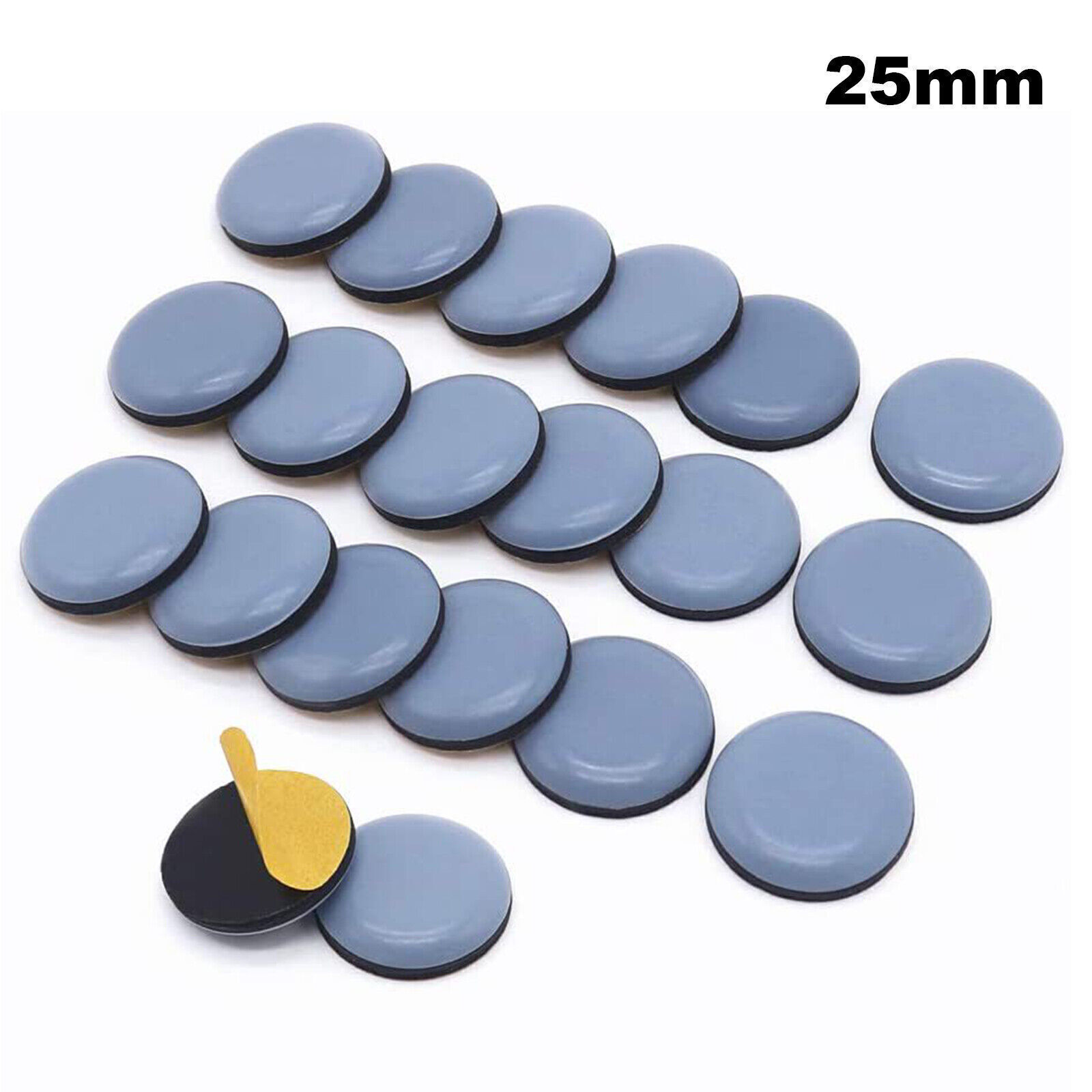 20pc Round Furniture Gliders Self Adhesive Teflon Sliders Floor Mover Pads Grey