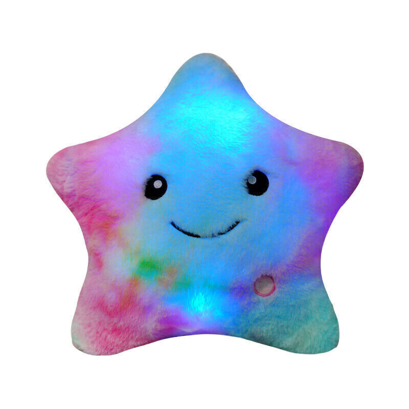 UK LED Luminous Light Up Smile Star Throw Pillow Glow Plush Waist Cushion New - Picture 7 of 7