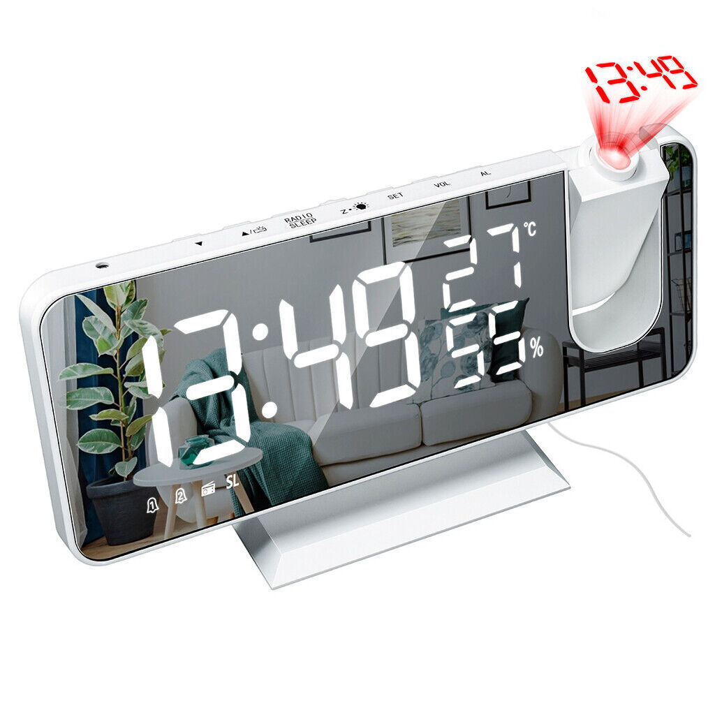 LED Digital Projection Alarm Clock with FM Radio Projector Dimmable Clock Snooze - Picture 16 of 16