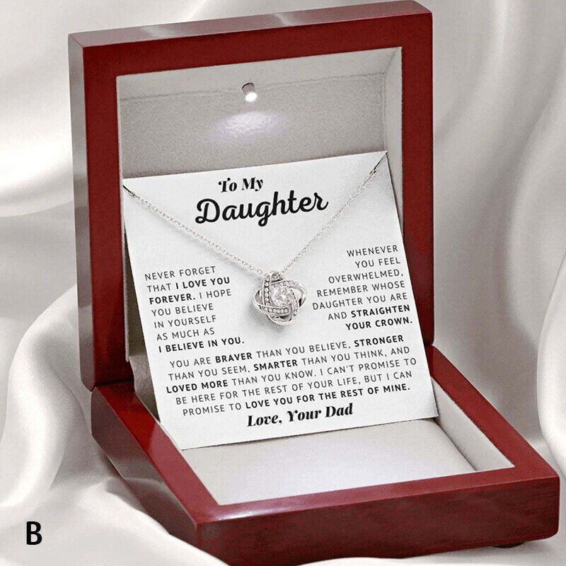 For Daughter Jewellery Gift From Dad Love Knot Pendant Necklace Card + Gift Box - Picture 9 of 10