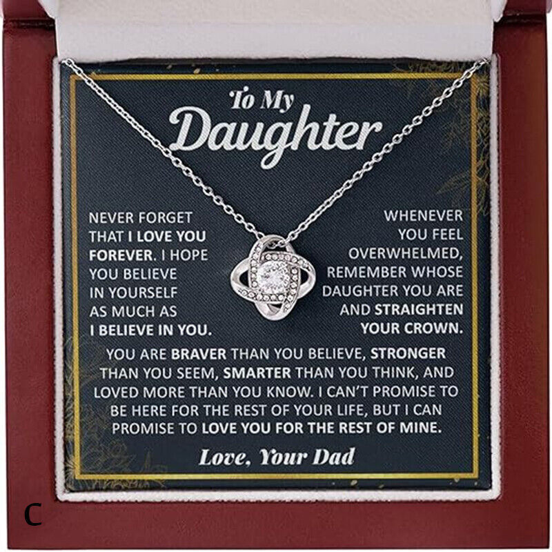 For Daughter Jewellery Gift From Dad Love Knot Pendant Necklace Card + Gift Box - Picture 10 of 10