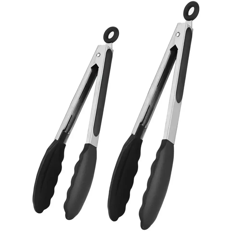 Küchenzange zum Kochen 9 & 12 Zoll Zange Küche Silikonspitze | Schwarz 1/2 Stück - Bild 15 von 15
