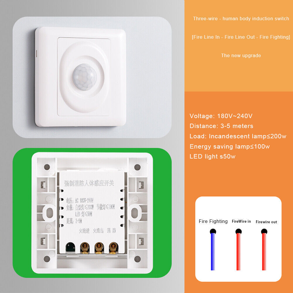 Automatic Infrared PIR Body Motion Sensor Switch Wall Mount LED Night Light