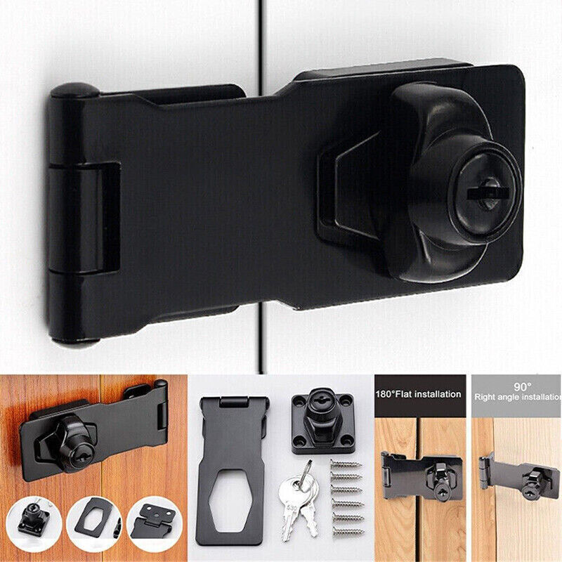 2.5/3/4 Inch Locking Hasp and Staple with Keys Padlock Cupboard Shed Garage Lock