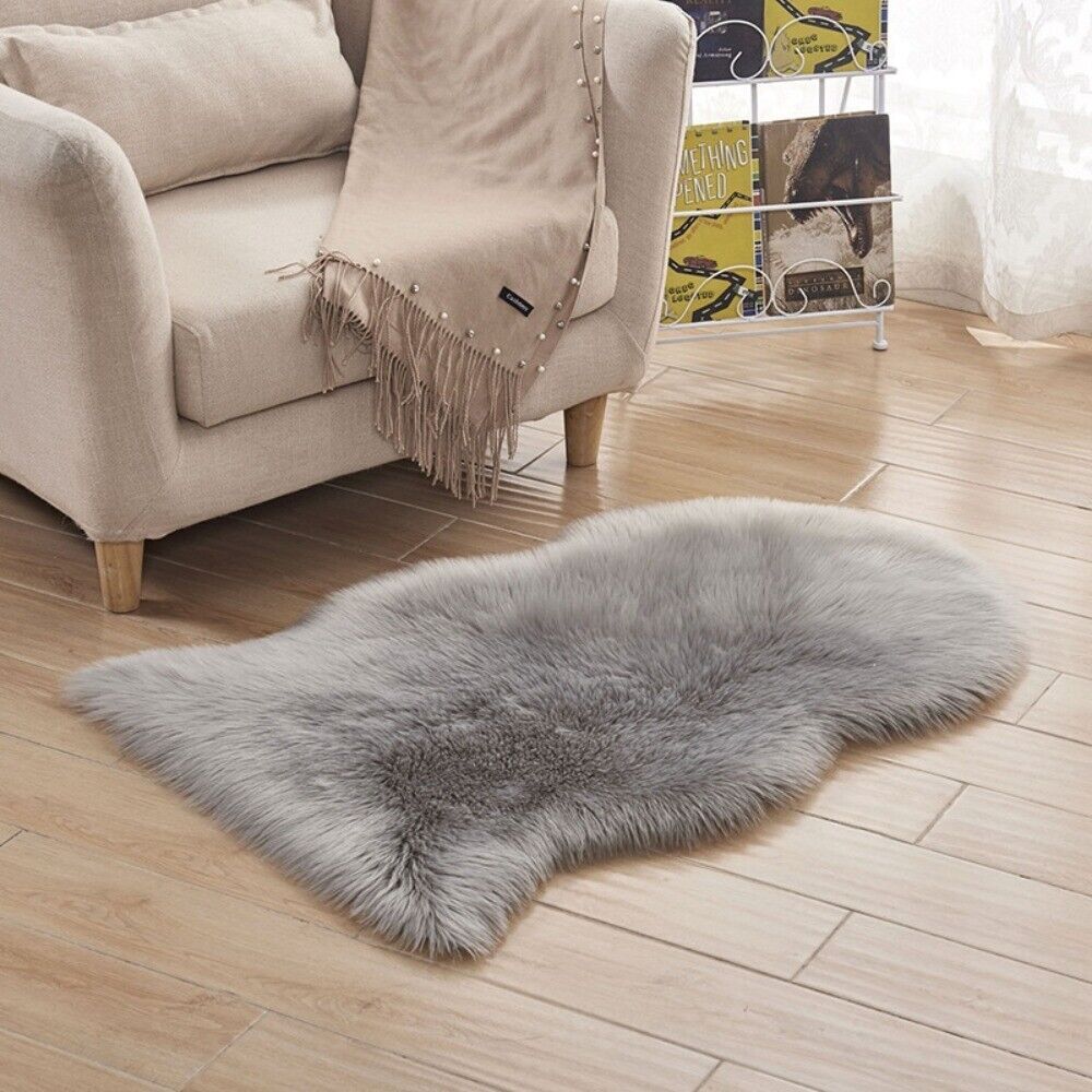 Small Carpet Non Slip Fluffy Shaggy Sheepskin Rug Bedroom Mat Soft Rugs Faux Fur - Picture 14 of 16