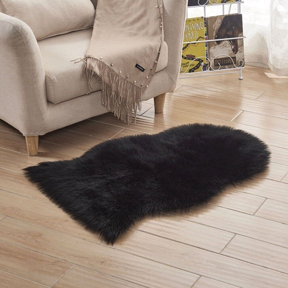 Small Carpet Non Slip Fluffy Shaggy Sheepskin Rug Bedroom Mat Soft Rugs Faux Fur - Picture 16 of 16