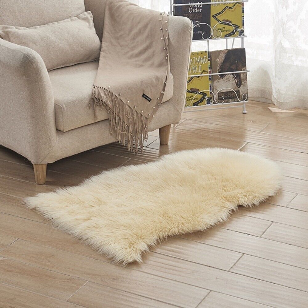 Small Carpet Non Slip Fluffy Shaggy Sheepskin Rug Bedroom Mat Soft Rugs Faux Fur - Picture 15 of 16