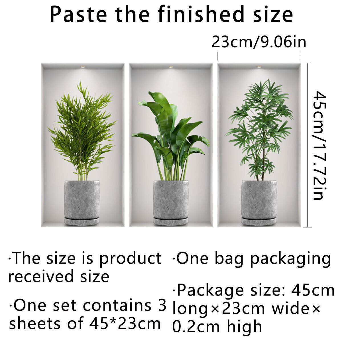 3PCS Set Art Magic 3D Green Plants Flowers Decals Home Decor Wall Stickers - Picture 15 of 17