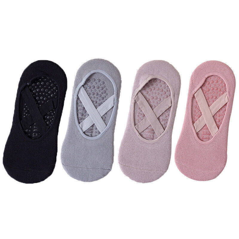 4 Pairs Women Yoga Socks Ballet Fitness Anti-Slip Cotton Pilates Exercise Grip