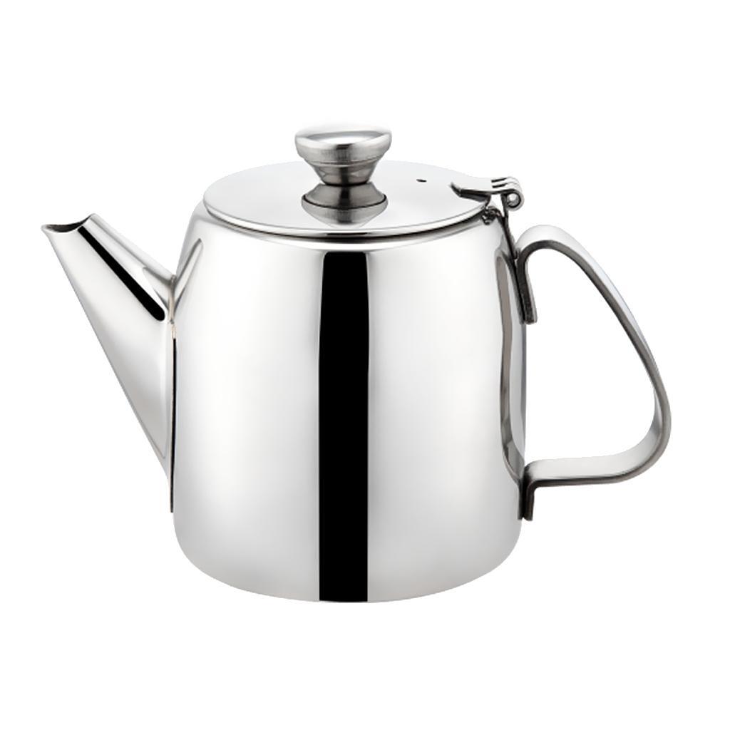 Stainless Steel Metal Teapot Cafe Tea Coffee Drink Restaurant Teakettle Flip Lid