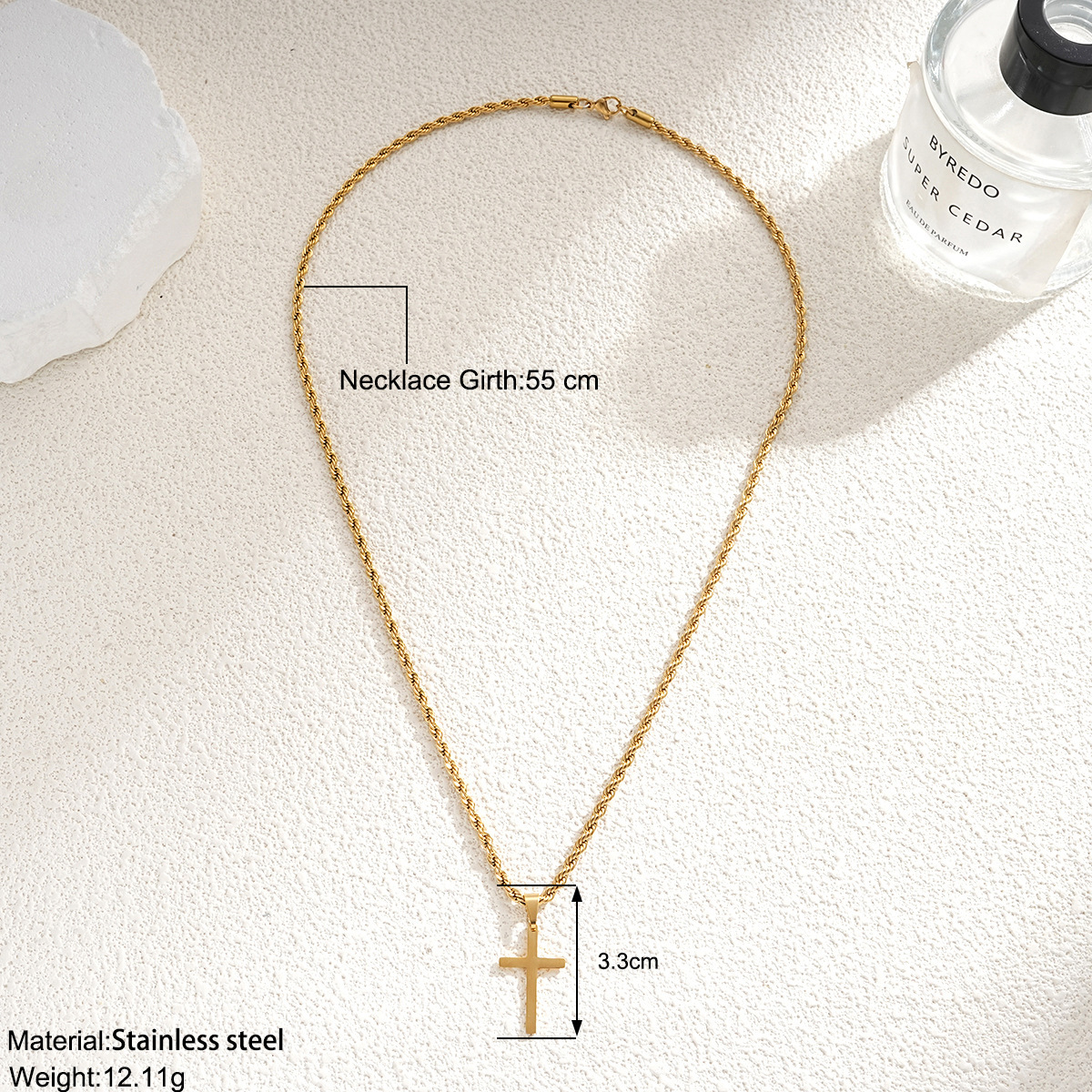 Stainless Steel Cross Pendant Necklace for Men Women Minimalist Jewelry Chokers - Picture 15 of 15