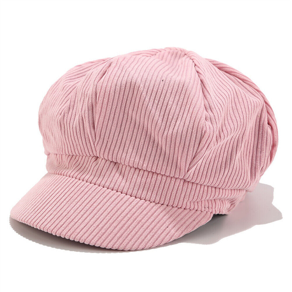 Ladies Womens Girls Corduroy Baker Boy Peaked Cap Winter Newsboy Hat Flat Cap
