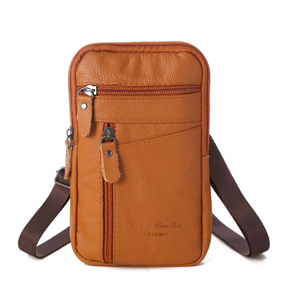 Men Genuine Leather Phone Pouch Belt Bag Shoulder Crossbody Waist Pack - Picture 19 of 21