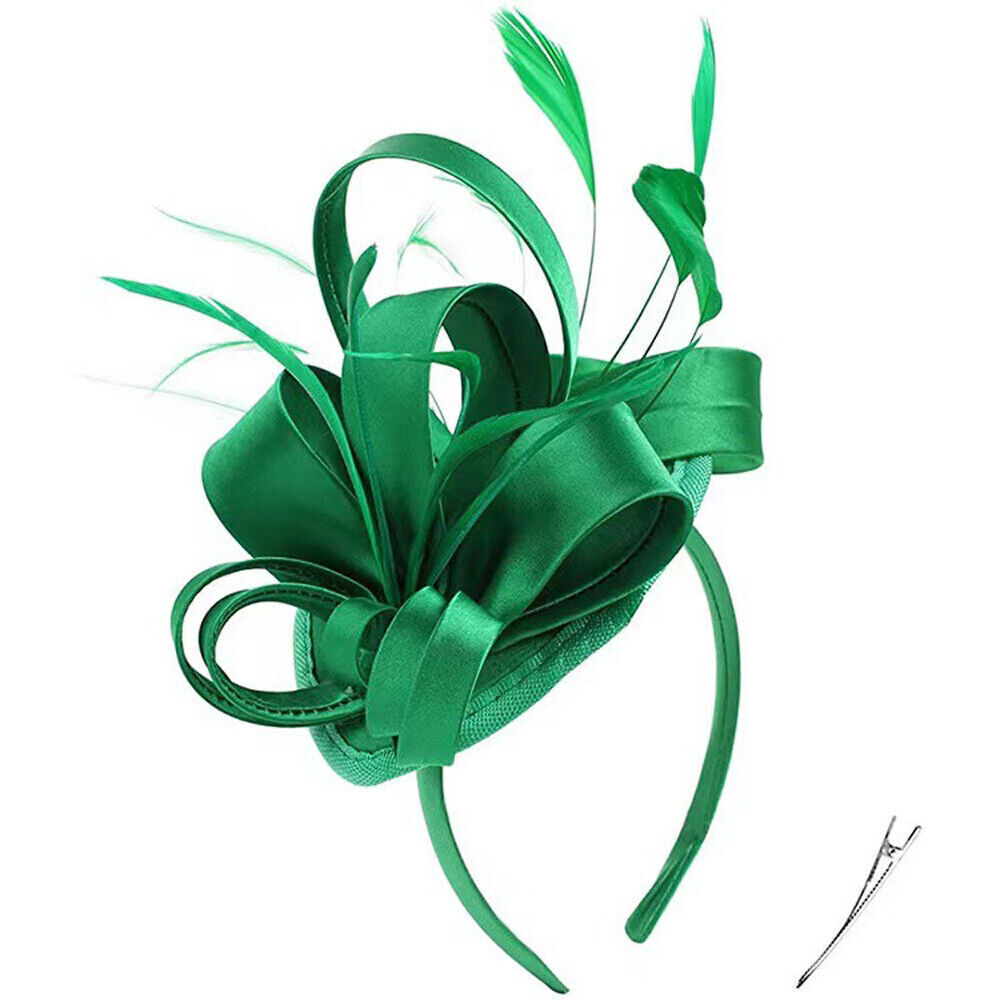 1x Flower Hair Clip Feathers Small Mini Top Hat Wedding Bridal Hat - Picture 16 of 23