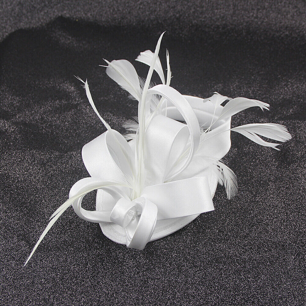1x Flower Hair Clip Feathers Small Mini Top Hat Wedding Bridal Hat - Picture 23 of 23