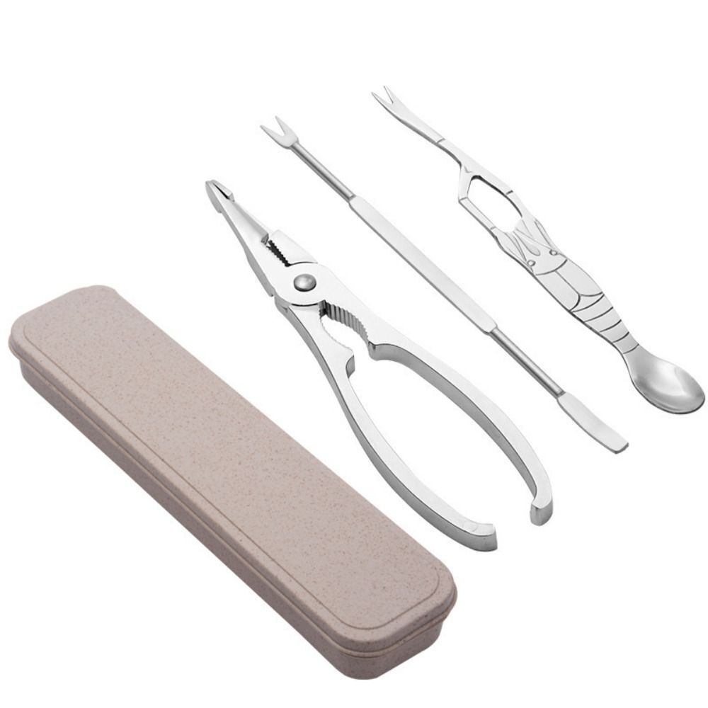 Stainless Steel Crab Clamp Lobster Fork Shrimp Cracker Seafood Tool Set
