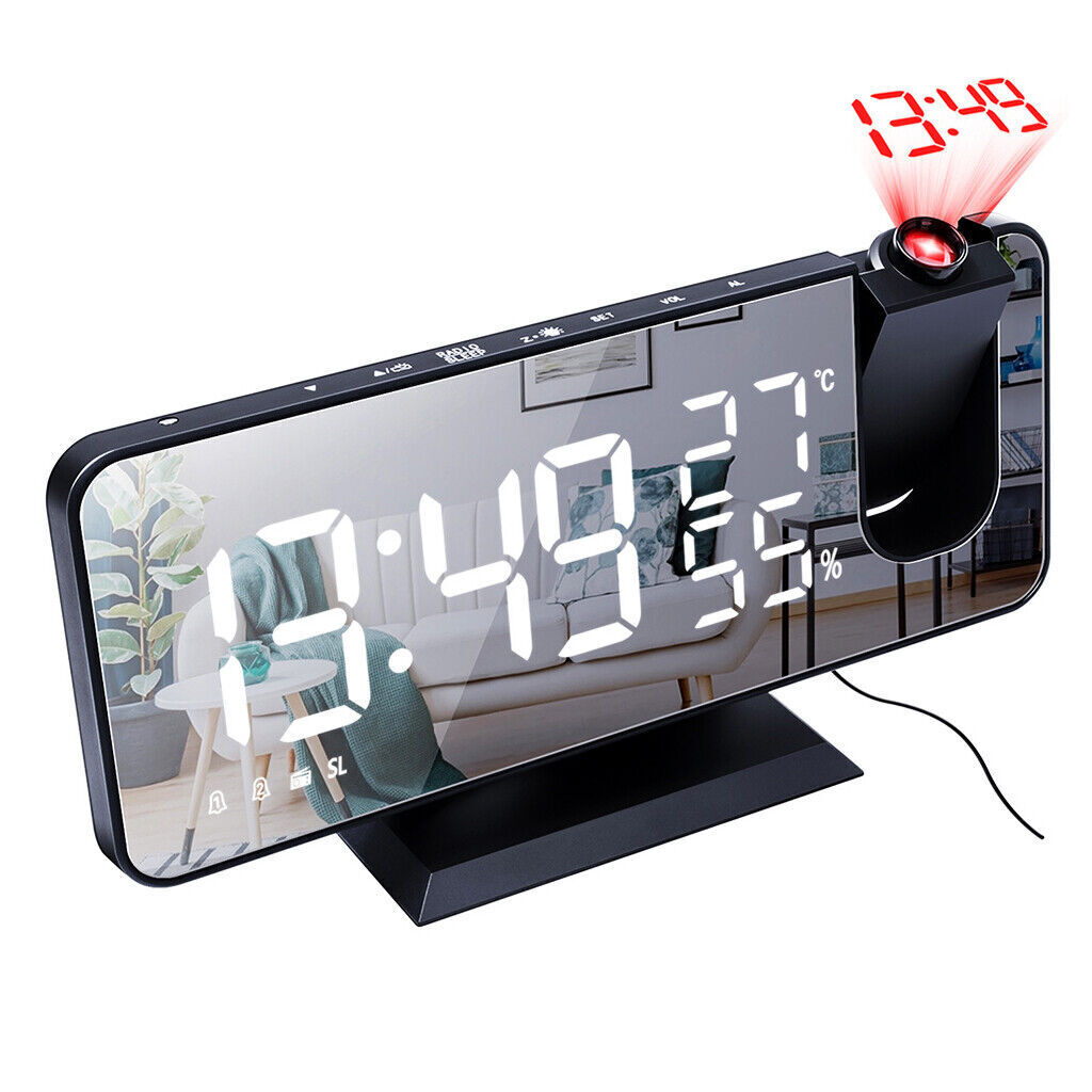 UK HOT LED Digital Projector Projection FM Radio Snooze Alarm Clock Dual Alarm