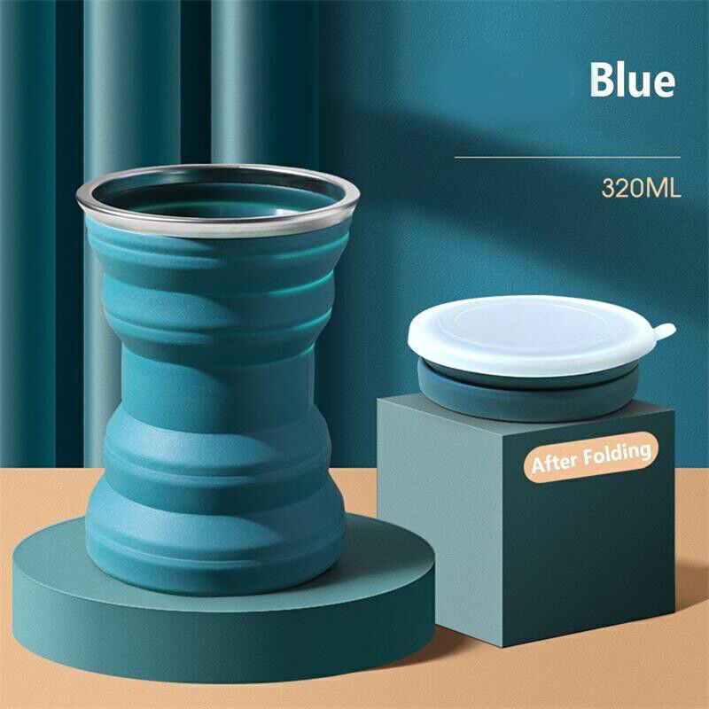 320ML Collapsible Foldable Portable Travel Mug Coffee Tea Silicone Compact Cups