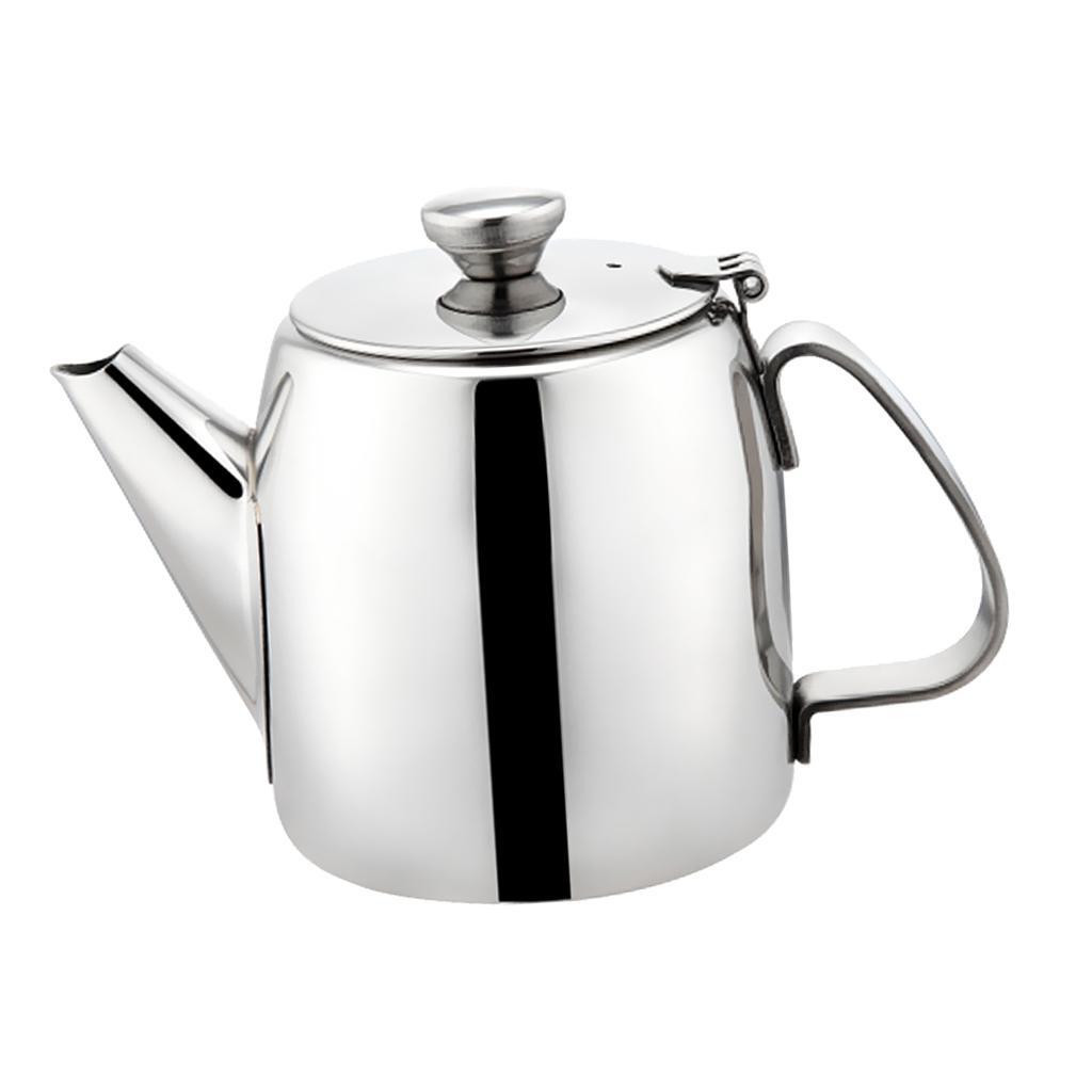Stainless Steel Metal Teapot Cafe Tea Coffee Drink Restaurant Teakettle Flip Lid