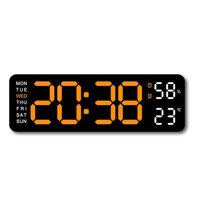 Big Digital LED Alarm Clock Snooze Temperature Date 24/12 Hour Time Desk Display