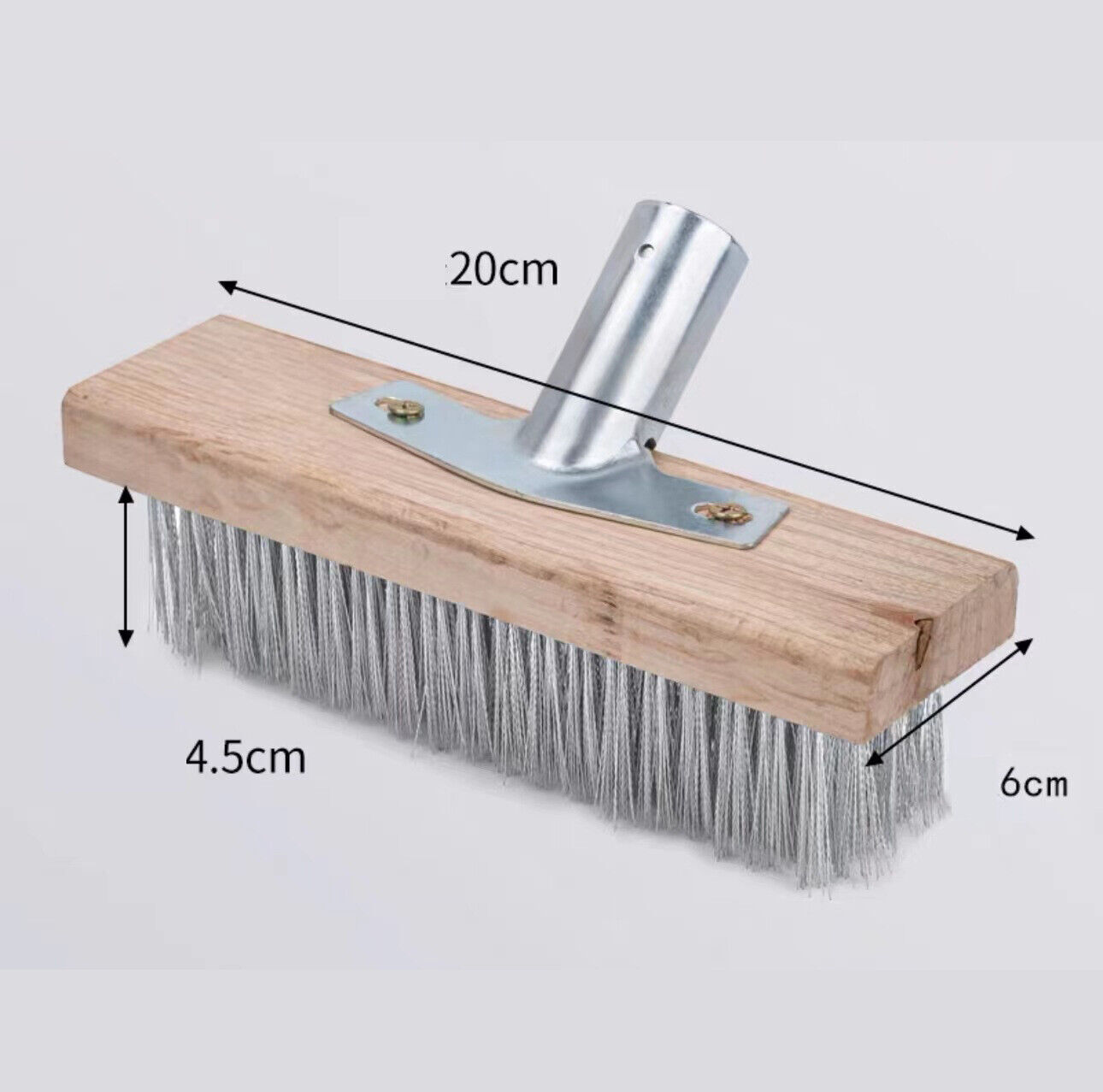 Wire Broom Head, Garden Stiff Metal Bristle Deck Scrub Brush, Steel Sweeping