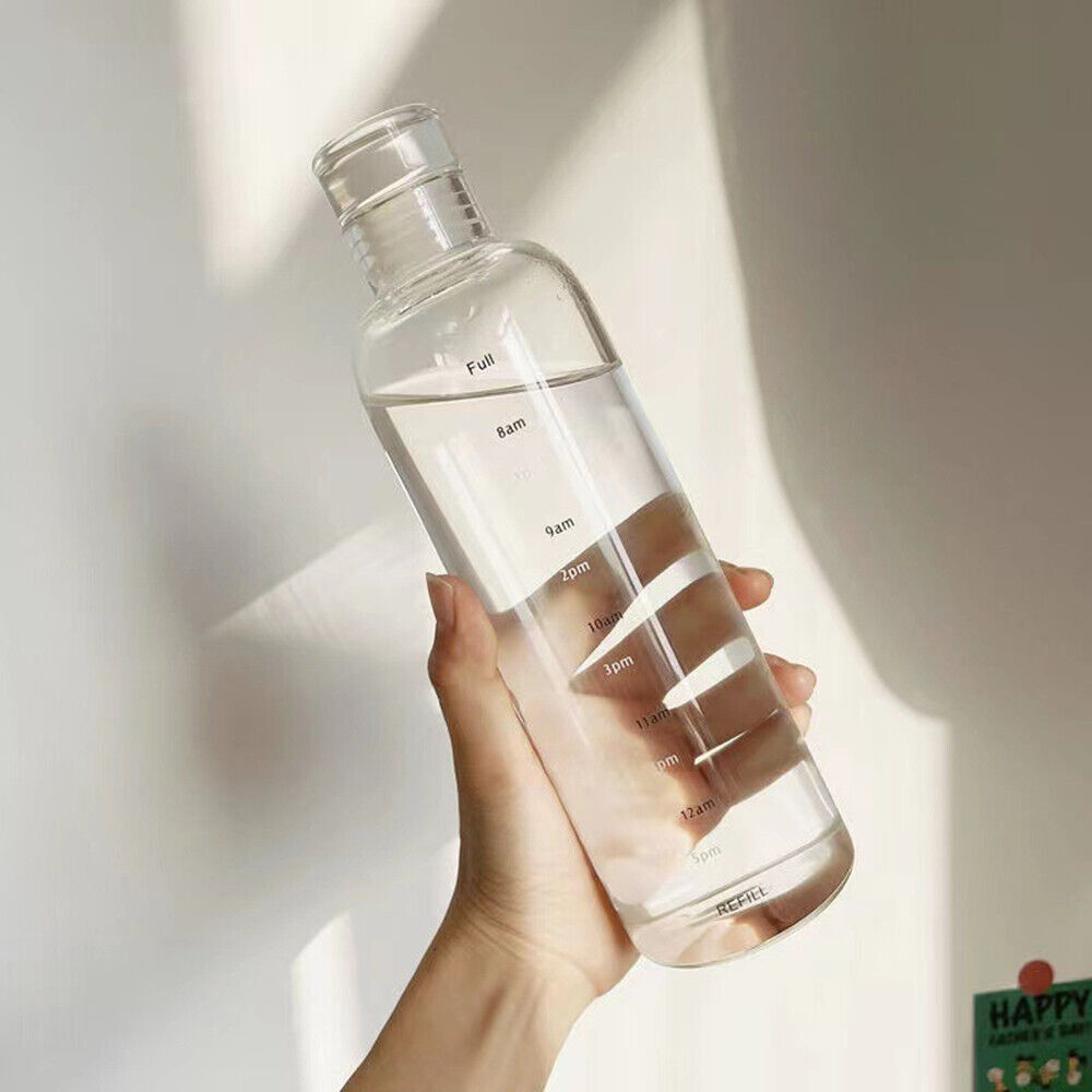 Water Bottle Sport Leakproof Drinking Outdoor Travel With Time Marker Simple