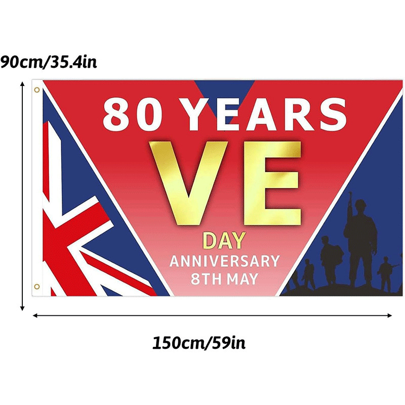 VE Day 80th Anniversary Victory In Europe Decorations Memorabilia Flag 5ftx3ft - Picture 13 of 13