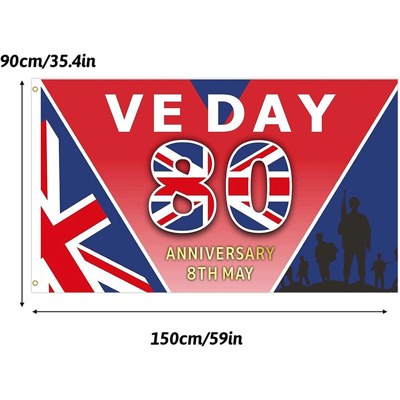 VE Day 80th Anniversary Victory In Europe Decorations Memorabilia Flag 5ftx3ft - Picture 11 of 13