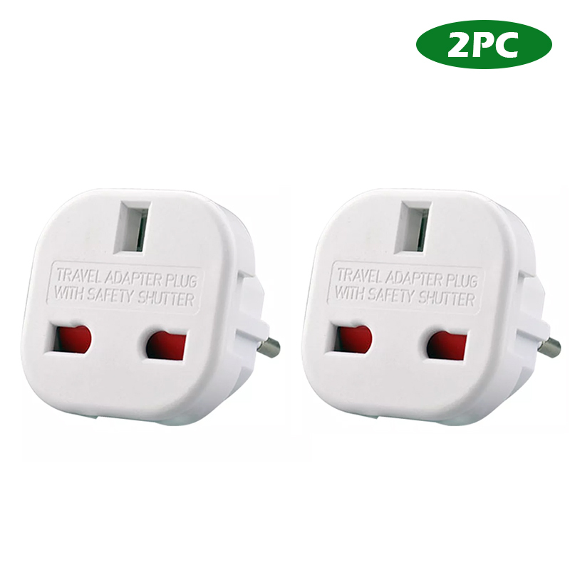 1-10X UK To EU Euro Europe European Travel Adaptor 3 TO 2 PIN Power Plug Convert