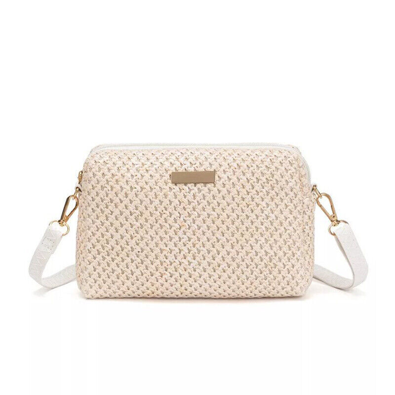 Womens Cross Body Bag Soft Woven Straw Shoulder Bags Beach Handbag Ladies Summer