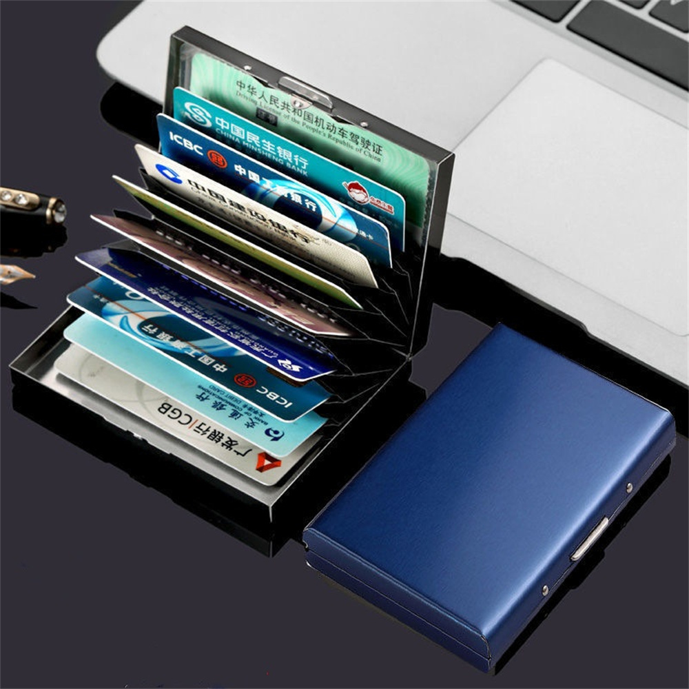 10 Slots Stainless Steel Credit Card Holder Men Slim Anti RFID Wallet Metal Case