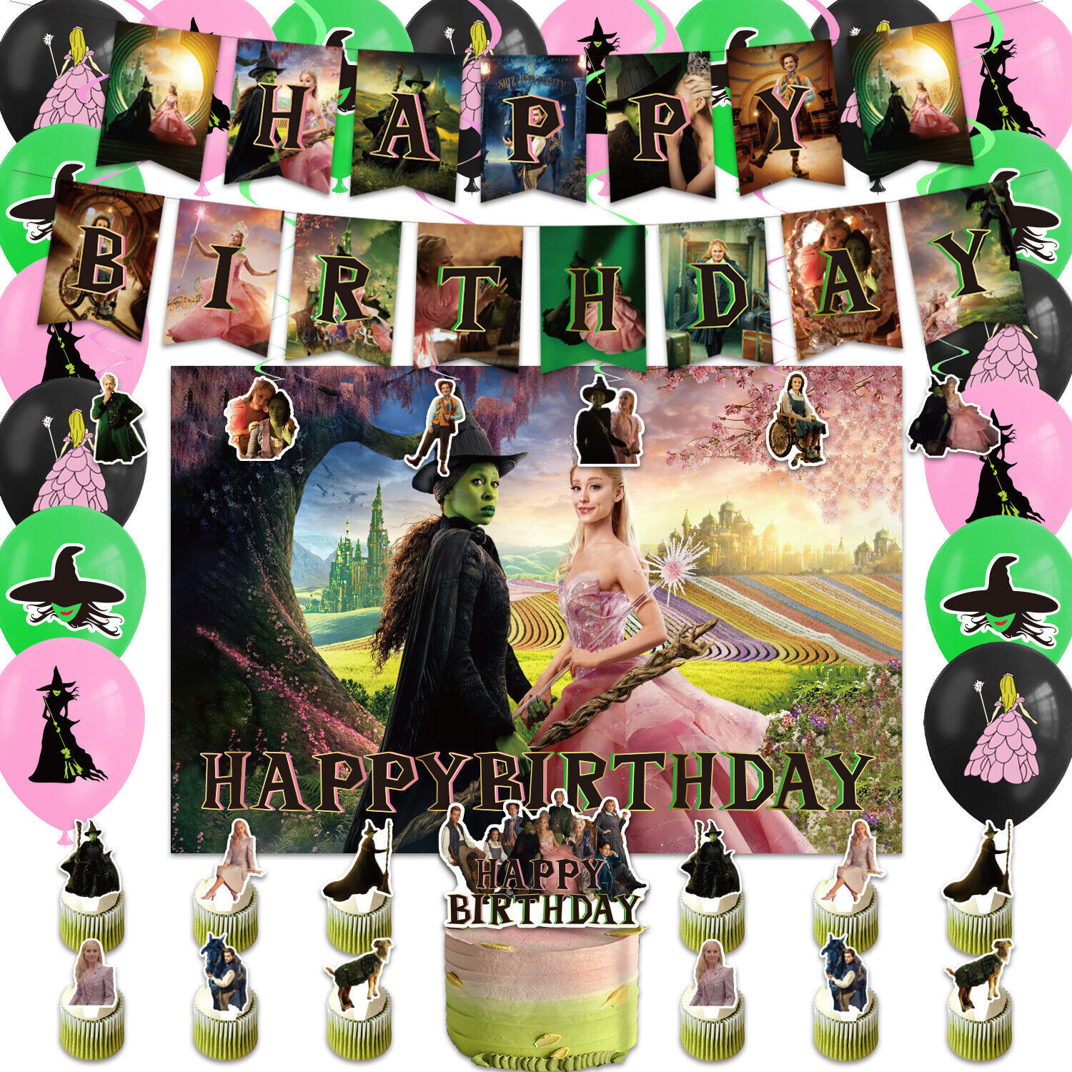 Böse Hexe Kinder Happy Birthday Banner Deko Luftballon Geburtstag Party - Bild 10 von 11