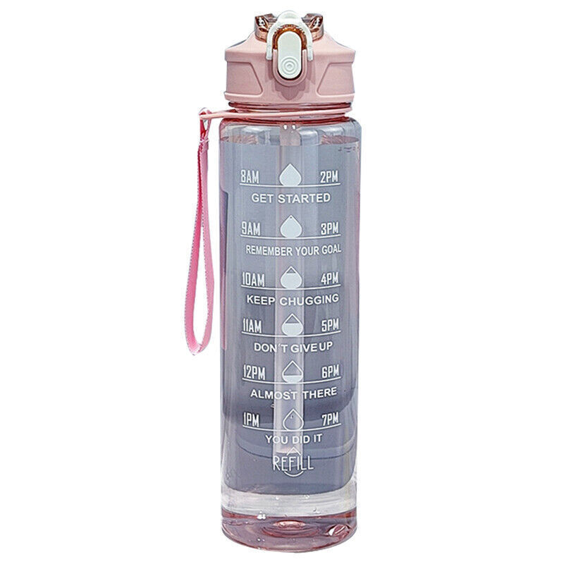 New Sports Water Bottle Gym Travel Drinking Leakproof Bottle With Straw BPA-Free