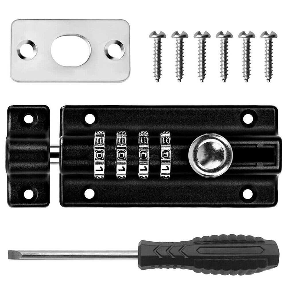 Combination Bolt Lock 4 Digit Pin Code Door Combination Slide Latch Lock New
